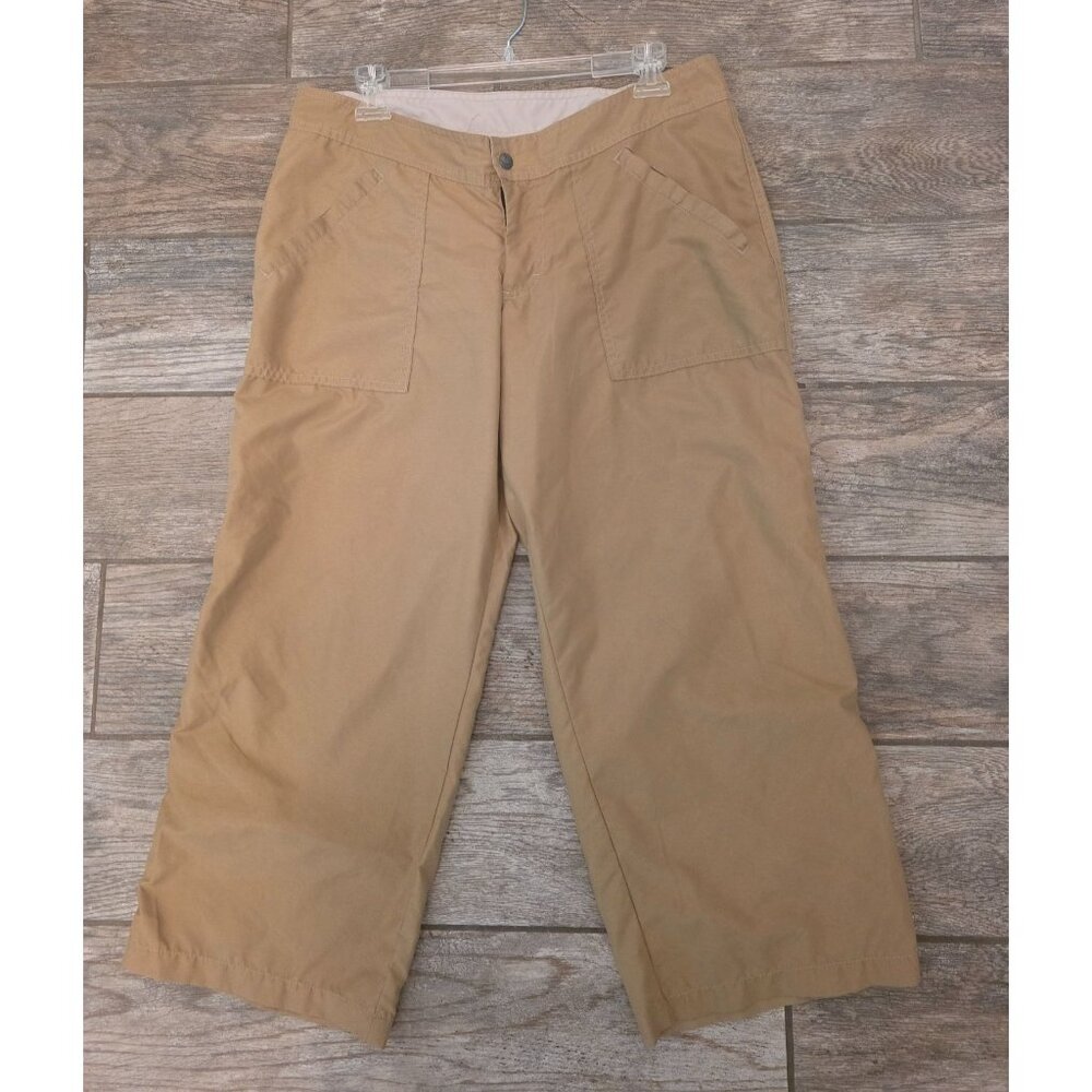Prana Ladies Tan Lightweight Performance Cropped Pants L GUC Pockets